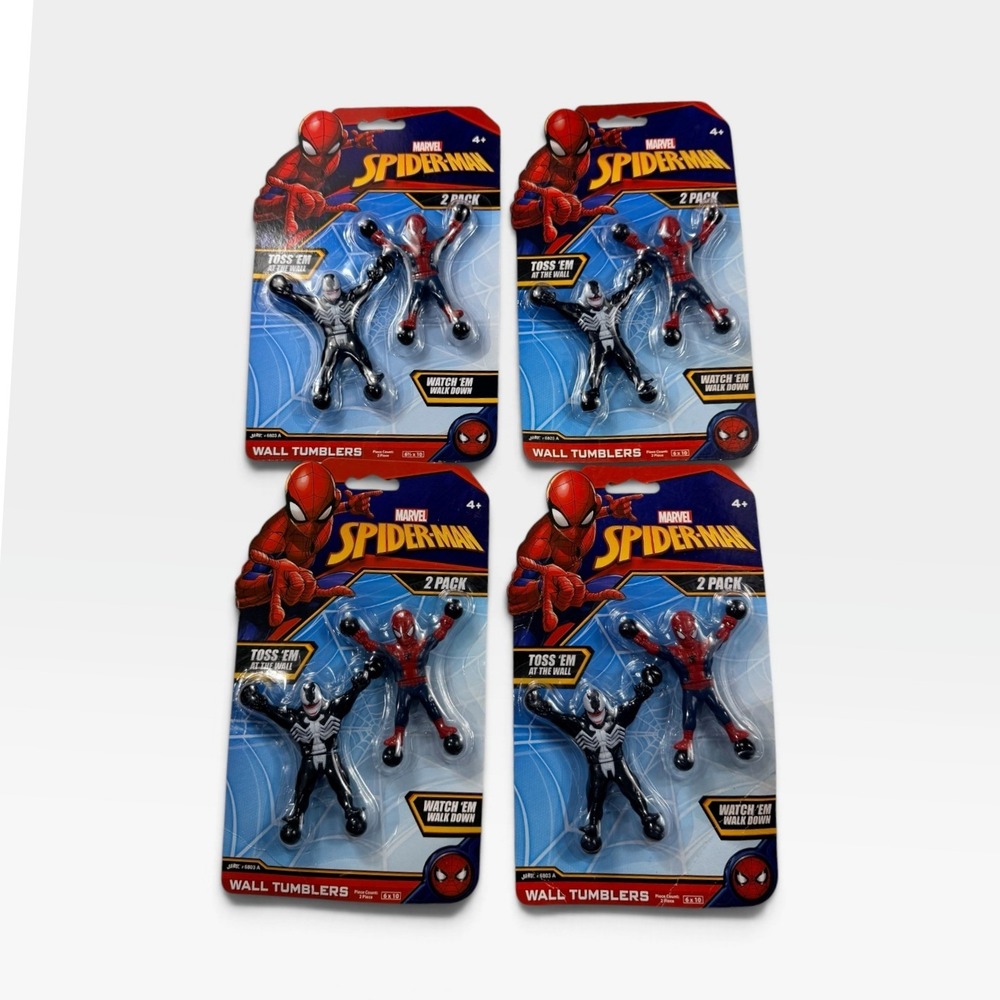 Ja-Ru Marvel Spider-Man Wall Tumblers 2-Pack Kids Multi-Color NEW LOT OF 4